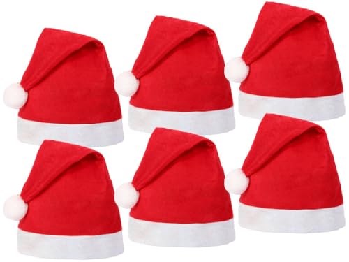 Santa Magix Weihnachtsmütze 6er Set – Nikolausmützen rot mit Bommel – günstige Weihnachtsmann Hüte – Werbeartikel, Party, Nikolaus, Xmas Deko & Weihnachtsfeier – WM-32 von Santa Magix