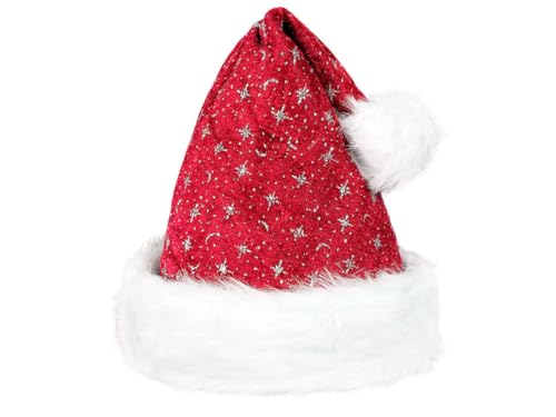 Santa Magix Weihnachtsmütze mit Pelzrand und Glitzer Nikolausmütze glänzende Xmas Mütze Partyhut Unisex Kostüm Accessoire für Damen Herren Kinder Weihnachtsfeier Nikolaus Santa Magix Weihnachtsmütze mit Pelzrand und Glitzer Nikolausmütze glänzende Xmas Mütze Partyhut Unisex Kostüm Accessoire für Damen Herren Kinder Weihnachtsfeier Nikolaus von Santa Magix
