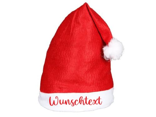 Santa Magix Weihnachtsmütze personalisiert – Nikolausmütze mit Name, Wunschtext oder Firmenlogo – rote Weihnachtsmann Mütze mit Bommel – ideal für Weihnachtsfeier, Nikolaus, Xmas, Weihnachten von Santa Magix