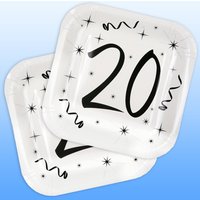 Geburtstags-Teller zum 20., 10 Stk, Einwegteller zum 20. Jubiläum, 23cm Geburtstags-Teller zum 20., 10 Stk, Einwegteller zum 20. Jubiläum, 23cm von Santex