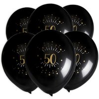 Luftballons "Zahl 50" in schwarz-gold, 8er Pack, Ø 23cm Luftballons "Zahl 50" in schwarz-gold, 8er Pack, Ø 23cm von Santex
