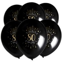 Luftballons "Zahl 80" in schwarz-gold, 8er Pack, Ø 23cm Luftballons "Zahl 80" in schwarz-gold, 8er Pack, Ø 23cm von Santex