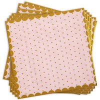 Papierservietten in rosa mit Goldrand, 20er Pack, 25cm x 25cm von Santex