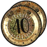 Pappteller "Zahl 40" in Gold, holografisch glitzernd, 10er Pack, Ø 22,5cm Pappteller "Zahl 40" in Gold, holografisch glitzernd, 10er Pack, Ø 22,5cm von Santex
