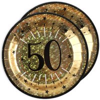 Pappteller "Zahl 50" in Gold, holografisch glitzernd, 10er Pack, Ø 22,5cm Pappteller "Zahl 50" in Gold, holografisch glitzernd, 10er Pack, Ø 22,5cm von Santex