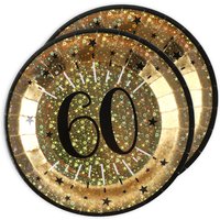 Pappteller "Zahl 60" in Gold, holografisch glitzernd, 10er Pack, Ø 22,5cm Pappteller "Zahl 60" in Gold, holografisch glitzernd, 10er Pack, Ø 22,5cm von Santex