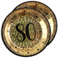 Pappteller "Zahl 80" in Gold, holografisch glitzernd, 10er Pack, Ø 22,5cm Pappteller "Zahl 80" in Gold, holografisch glitzernd, 10er Pack, Ø 22,5cm von Santex