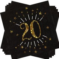 Servietten "Zahl 20" in Schwarz mit goldener Schrift, 10er Pack, 33cm Servietten "Zahl 20" in Schwarz mit goldener Schrift, 10er Pack, 33cm von Santex