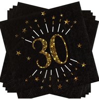 Servietten "Zahl 30" in Schwarz mit goldener Schrift, 10er Pack, 33cm Servietten "Zahl 30" in Schwarz mit goldener Schrift, 10er Pack, 33cm von Santex