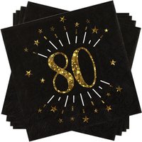 Servietten "Zahl 80" in Schwarz mit goldener Schrift, 10er Pack, 33cm Servietten "Zahl 80" in Schwarz mit goldener Schrift, 10er Pack, 33cm von Santex