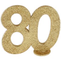Tischaufsteller aus Schaumstoff "Zahl 80", golden glitzernd, 11,5cm x 10cm Tischaufsteller aus Schaumstoff "Zahl 80", golden glitzernd, 11,5cm x 10cm von Santex