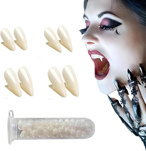5 Stücke Vampir Fangs Kit 4 Größen Custom Vampire Zähne Gefälschte Zahnersatz mit 1 Rohr Pellets Klebstoff für Cosplay Party Requisiten Halloween 5 Stücke Vampir Fangs Kit 4 Größen Custom Vampire Zähne Gefälschte Zahnersatz mit 1 Rohr Pellets Klebstoff für Cosplay Party Requisiten Halloween von Santiaoniu