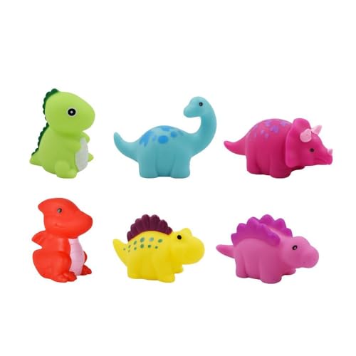 Sarini Touch Wasserlicht-Badezimmerspiele – LED-Leucht-Dinosaurier-Set, 6-teilige Wasserspielspiele, Jungen und Mädchen, 6 Farben und Muster für Spaß beim Baden von Sarini