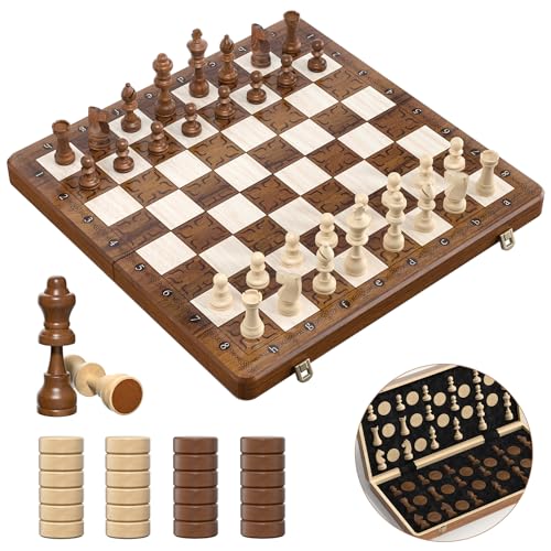 2 IN 1 Schachspiel Magnetisch - 38x38cm Klappbares Schachbrett Holz Hochwertig mit 32 Schachfiguren & 2 Zusätzliche Damen, Schach für Erwachsene und Kinder, Paom 2 IN 1 Schachspiel Magnetisch - 38x38cm Klappbares Schachbrett Holz Hochwertig mit 32 Schachfiguren & 2 Zusätzliche Damen, Schach für Erwachsene und Kinder, Paom von Sarr Klith
