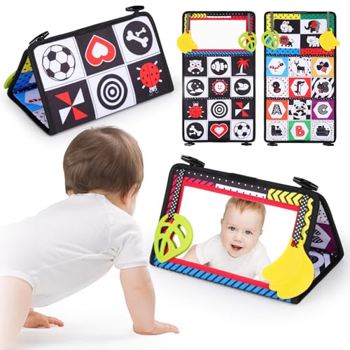 Sarsumir Baby Spiegel Spielzeug, Faltbarer Kontrastbuch Babyspiegel Sensorik Spielzeug, Schwarz Weiss Stoffbuch Spiegel Baby Bauchlage für Neugeborene 0-6 Monate, Brief Sarsumir Baby Spiegel Spielzeug, Faltbarer Kontrastbuch Babyspiegel Sensorik Spielzeug, Schwarz Weiss Stoffbuch Spiegel Baby Bauchlage für Neugeborene 0-6 Monate, Brief von Sarsumir