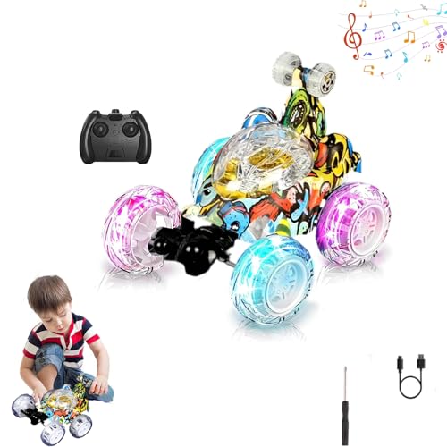 Sathychanpy Ferngesteuertes Auto 3 4 5 6 7 8 9 Jahre Spiele LED Blinken RC Auto mit LED Licht Spielzeugautos Geburtstag Geschenke für Jungen Mädchen von Sathychanpy