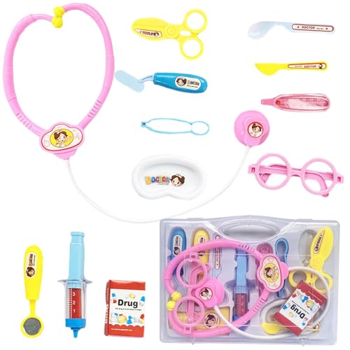 12 Stück Ärzte Set für Kinder, Pretend Play Arzt Set für Kleinkinder, Rollenspiel Set, Arztkoffer mit Stethoskop, Thermometer, Spritze und praktischem Handgriff, Arzt Spielset für Jungen Mädchen 12 Stück Ärzte Set für Kinder, Pretend Play Arzt Set für Kleinkinder, Rollenspiel Set, Arztkoffer mit Stethoskop, Thermometer, Spritze und praktischem Handgriff, Arzt Spielset für Jungen Mädchen von Satiskid