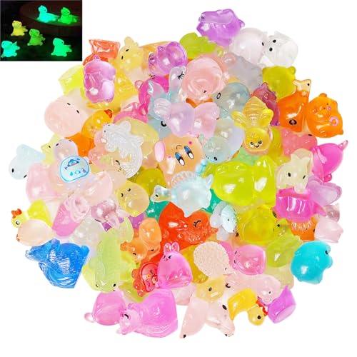 150 Stück Mini Leuchtende Harz Tiere, Miniatur Figuren Bunte Kleine Tierfiguren Winzige Harz Tiere für DIY Micro Landschaft Bonsai Fischbecken Aquarien Heimdekorationen von Satiskid