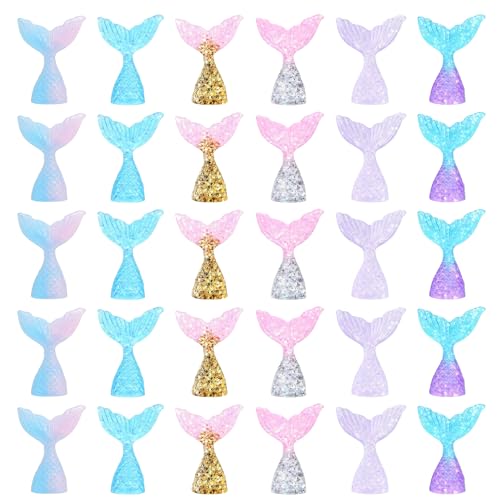 30 Stück Acryl Meerjungfrau Schwanz Kuchen Toppers Kleine Meerjungfrau Figuren Kuchen Toppers Kuchen Dekorationen für Kinder Geburtstage, Baby-Showers & unter dem Meer thematische Parteien von Satiskid