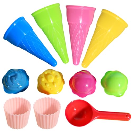Satiskid 11 Stück Eiscreme Strandset, Eiscreme Spielzeug für Kinder, Eiscreme Formset mit Hörnchen, Löffel und Bechern, Sandkastenspielzeug, Strandspielzeug für Kleinkinder im Alter von 1-5 Jahren Satiskid 11 Stück Eiscreme Strandset, Eiscreme Spielzeug für Kinder, Eiscreme Formset mit Hörnchen, Löffel und Bechern, Sandkastenspielzeug, Strandspielzeug für Kleinkinder im Alter von 1-5 Jahren von Satiskid