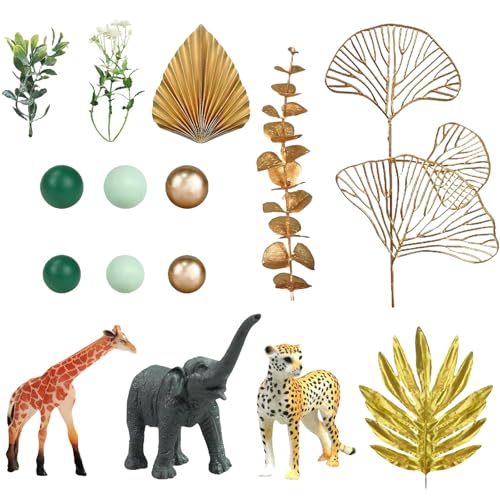 Satiskid 16 Stück Dschungeltier-Kuchenaufsätze, Safari-Tiere, Kuchendekoration, Giraffen, Elefanten, Leoparden, künstliche Blätter, Dekorationen für Babyparty, Kindergeburtstag, Safari-Motto-Party Satiskid 16 Stück Dschungeltier-Kuchenaufsätze, Safari-Tiere, Kuchendekoration, Giraffen, Elefanten, Leoparden, künstliche Blätter, Dekorationen für Babyparty, Kindergeburtstag, Safari-Motto-Party von Satiskid