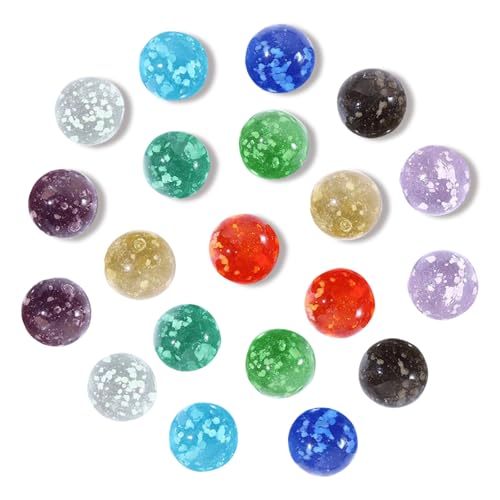 Satiskid 20 Stück Glasmurmeln Kinder, 16mm Bunte Fluoreszierende Glasperlen, Glasmurmeln Leuchten im Dunkeln für Murmelspiel Kinder, Marmorbahn-Spiel, Heimdekoration von Satiskid