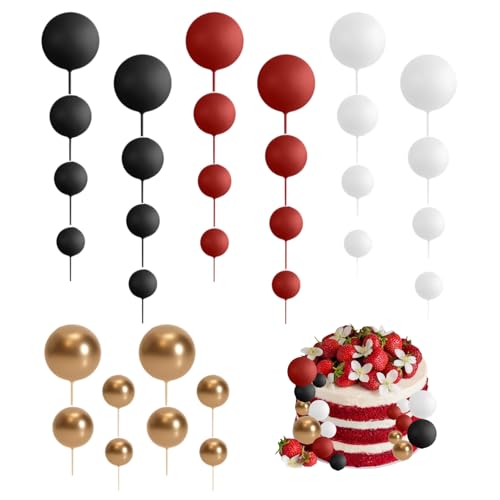 Satiskid 32 Stück Schaumstoffkugel Kuchen Topper Dekoration, Runde Kuchendekorationen, Schwarz Rot & Gold Mini Ballon Kuchen Einsatz Dekoration für Hochzeit Party Geburtstag Kuchen Dekorieren Satiskid 32 Stück Schaumstoffkugel Kuchen Topper Dekoration, Runde Kuchendekorationen, Schwarz Rot & Gold Mini Ballon Kuchen Einsatz Dekoration für Hochzeit Party Geburtstag Kuchen Dekorieren von Satiskid