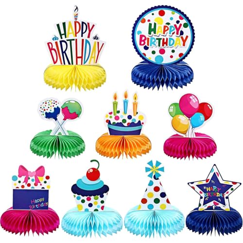 Satiskid 9 Stück Happy Birthday Tischdeko Bienenwabe Mittelstücke für Geburtstagsparty 3D Waben Tischdekoration Party Deko Honeycomb Party Dekorationen für Jungen Mädchen Satiskid 9 Stück Happy Birthday Tischdeko Bienenwabe Mittelstücke für Geburtstagsparty 3D Waben Tischdekoration Party Deko Honeycomb Party Dekorationen für Jungen Mädchen von Satiskid