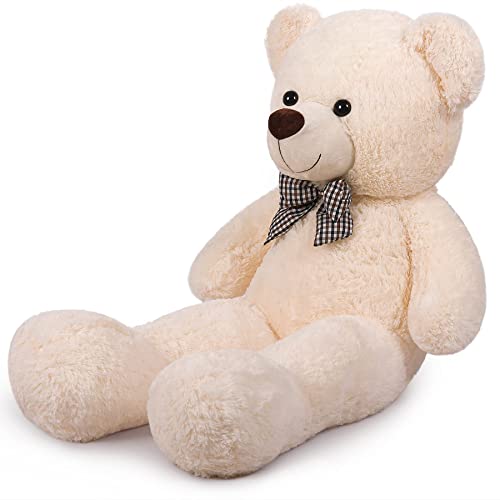 Sausudols XXL Teddybär Großer Bär 120 cm groß Riesen Teddy Bär Stofftier Plüschtier Kuscheltier Geschenk für Kinder Freundin Beige von Sausudols