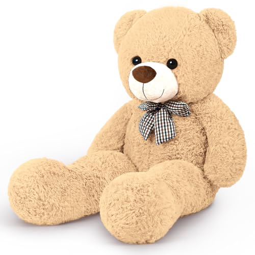 Sausudols XXL Teddybär Großer Bär 120 cm groß Riesen Teddy Bär Stofftier Plüschtier Kuscheltier Geschenk für Kinder Freundin Hellbraun von Sausudols