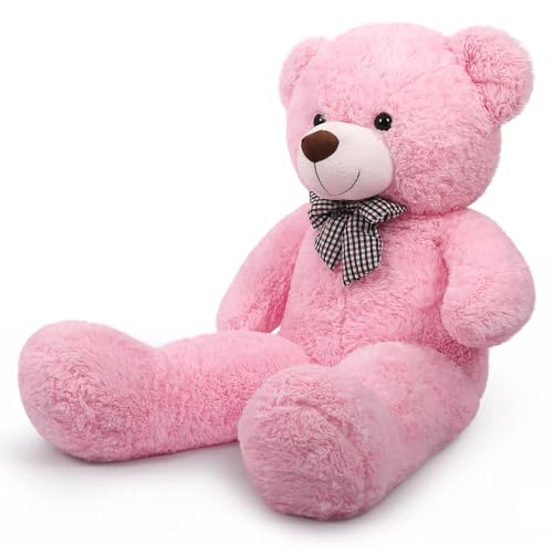 Sausudols XXL Teddybär Großer Bär 120 cm groß Riesen Teddy Bär Stofftier Plüschtier Kuscheltier Geschenk für Kinder Freundin Rosa von Sausudols