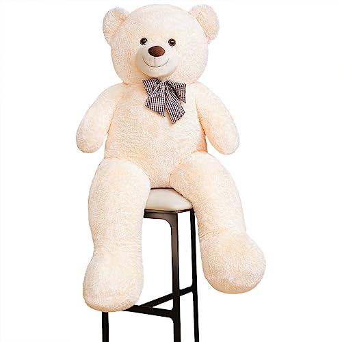 Sausudols XXXL Teddybär Großer Bär 140 cm groß Riesen Teddy Bär Stofftier Plüschtier Kuscheltier Geschenk für Kinder Freundin Beige von Sausudols
