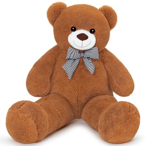 Sausudols XXXL Teddybär Großer Bär 140 cm groß Riesen Teddy Bär Stofftier Plüschtier Kuscheltier Geschenk für Kinder Freundin Dunkelbraun von Sausudols