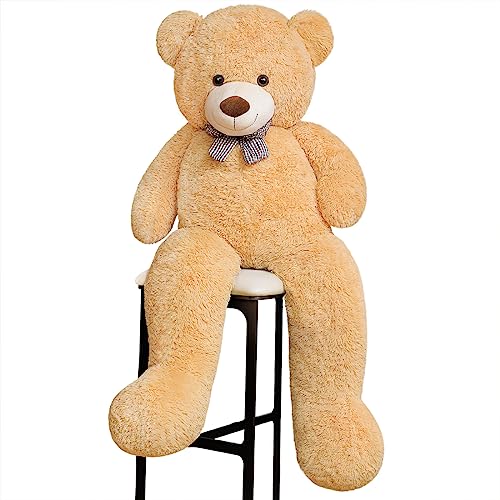 Sausudols XXXL Teddybär Großer Bär 140 cm groß Riesen Teddy Bär Stofftier Plüschtier Kuscheltier Geschenk für Kinder Freundin Hellbraun von Sausudols