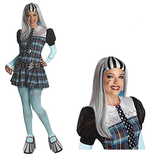 Monster High Frankie Stein Damen Kostüm Komplett Set mit Perücke / Karneval Fasching Halloween Hexe Zombie Party (36/38 - S) von Savahe