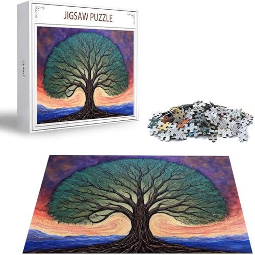Baum des Lebens Puzzle 500 Teile Landschaft Puzzle Erwachsene, Holzpuzzle Erwachsene, DIY Groß Puzzelmatten, Premium Klassische Wooden Jigsaw, Holzpuzzle ab 14 Jahren für Jungen, Geschenke S-406 von Saweefog