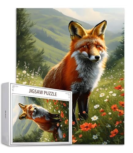 Blume Puzzle 500 Teile Fuchs Puzzle Erwachsene, Holzpuzzle Erwachsene, DIY Groß Puzzelmatten, Premium Quality Klassische Wooden Jigsaw, Holzpuzzle ab 14 Jahren für Jungen, Geschenke Mädche S-685 von Saweefog