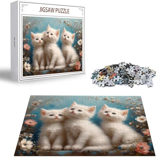 Blume Puzzle 500 Teile Katze Puzzle Erwachsene, Holzpuzzle Erwachsene, DIY Groß Puzzelmatten, Premium Quality Klassische Wooden Jigsaw, Holzpuzzle ab 14 Jahren für Jungen, Geschenke Mädche S-201 von Saweefog