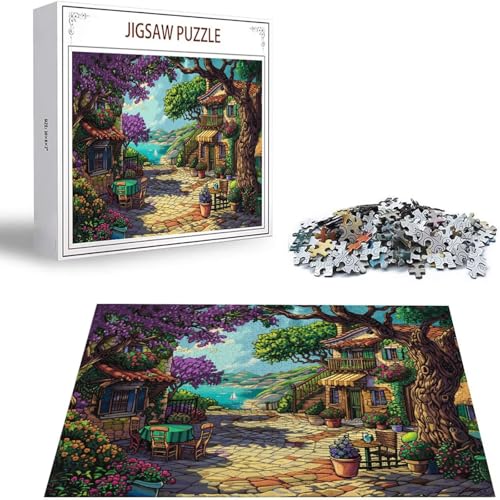 Cafés Puzzle 500 Teile Landschaft Puzzle Erwachsene, Holzpuzzle Erwachsene, DIY Groß Puzzelmatten, Premium Quality Klassische Wooden Jigsaw, Holzpuzzle ab 14 Jahren für Jungen, Geschenke Mädche S-243 von Saweefog