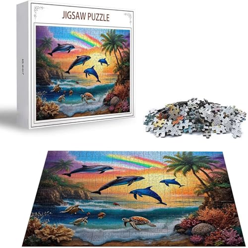 Delphin Puzzle 500 Teile Landschaft Puzzle Erwachsene, Holzpuzzle Erwachsene, DIY Groß Puzzelmatten, Premium Klassische Wooden Jigsaw, Holzpuzzle ab 14 Jahren für Jungen, Geschenke Mädche S-157 Delphin Puzzle 500 Teile Landschaft Puzzle Erwachsene, Holzpuzzle Erwachsene, DIY Groß Puzzelmatten, Premium Klassische Wooden Jigsaw, Holzpuzzle ab 14 Jahren für Jungen, Geschenke Mädche S-157 von Saweefog