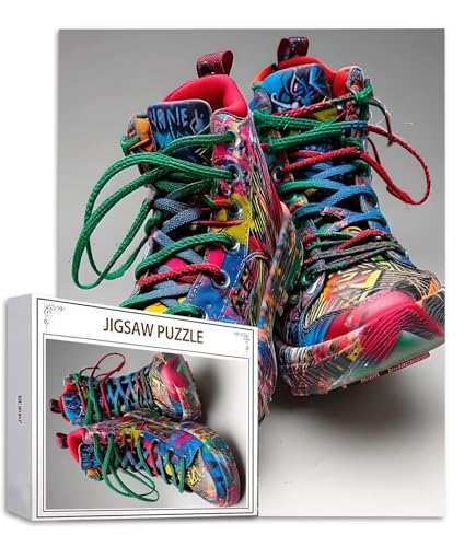 Farbe Puzzle 1500 Teile Graffiti-Schuhe Puzzle Erwachsene, Holzpuzzle Erwachsene, DIY Groß Puzzelmatten, Premium Quality Klassische Wooden Jigsaw, Holzpuzzle ab 14 Jahren für Jungen, Geschenke S-519 von Saweefog