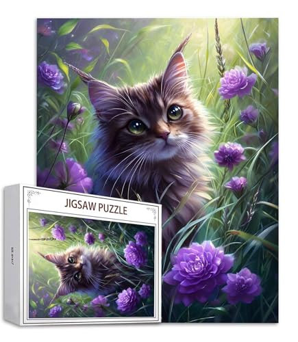 Katze Puzzle 500 Teile Blume Puzzle Erwachsene, Holzpuzzle Erwachsene, DIY Groß Puzzelmatten, Premium Quality Klassische Wooden Jigsaw, Holzpuzzle ab 14 Jahren für Jungen, Geschenke Mädche S-786 Katze Puzzle 500 Teile Blume Puzzle Erwachsene, Holzpuzzle Erwachsene, DIY Groß Puzzelmatten, Premium Quality Klassische Wooden Jigsaw, Holzpuzzle ab 14 Jahren für Jungen, Geschenke Mädche S-786 von Saweefog