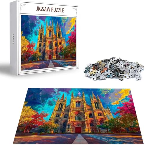Kirche Puzzle 1500 Teile Landschaft Puzzle Erwachsene, Holzpuzzle Erwachsene, DIY Groß Puzzelmatten, Premium Klassische Wooden Jigsaw, Holzpuzzle ab 14 Jahren für Jungen, Geschenke Mädche S-238 von Saweefog