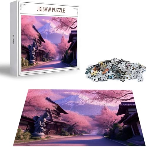 Kirschblüten Puzzle 500 Teile Landschaft Puzzle Erwachsene, Holzpuzzle Erwachsene, DIY Groß Puzzelmatten, Premium Quality Klassische Wooden Jigsaw, Holzpuzzle ab 14 Jahren für Jungen, Geschenke S-470 von Saweefog