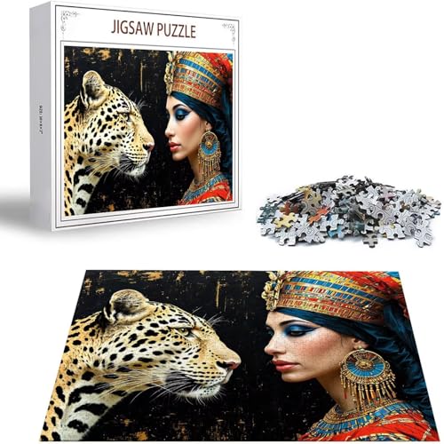 Leopard Puzzle 500 Teile Schönheit Puzzle Erwachsene, Holzpuzzle Erwachsene, DIY Groß Puzzelmatten, Premium Quality Klassische Wooden Jigsaw, Holzpuzzle ab 14 Jahren für Jungen, Geschenke Mädche S-12 von Saweefog
