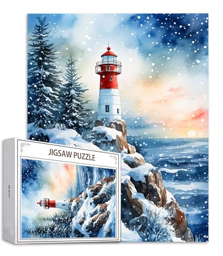 Leuchtturm Puzzle 3000 Teile Landschaft Puzzle Erwachsene, Holzpuzzle Erwachsene, DIY Groß Puzzelmatten, Premium Quality Klassische Wooden Jigsaw, Holzpuzzle ab 14 Jahren für Jungen, Geschenke S-558 von Saweefog