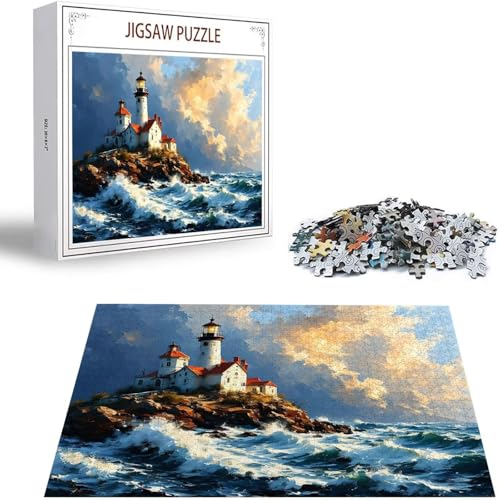 Leuchtturm Puzzle 500 Teile Wellen Puzzle Erwachsene, Holzpuzzle Erwachsene, DIY Groß Puzzelmatten, Premium Quality Klassische Wooden Jigsaw, Holzpuzzle ab 14 Jahren für Jungen, Geschenke Mädche S-68 Leuchtturm Puzzle 500 Teile Wellen Puzzle Erwachsene, Holzpuzzle Erwachsene, DIY Groß Puzzelmatten, Premium Quality Klassische Wooden Jigsaw, Holzpuzzle ab 14 Jahren für Jungen, Geschenke Mädche S-68 von Saweefog