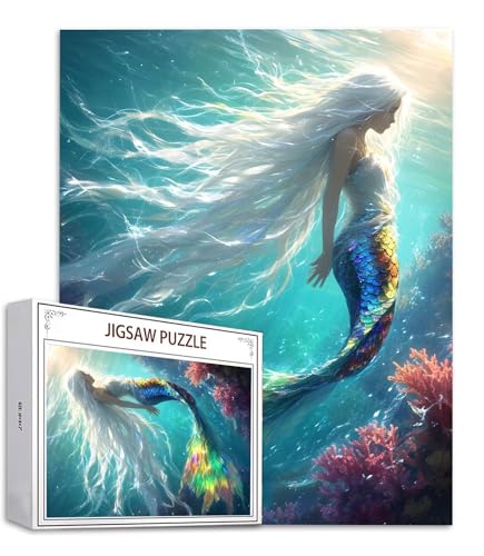 Meerjungfrau Puzzle 300 Teile Koralle Puzzle Erwachsene, Holzpuzzle Erwachsene, DIY Groß Puzzelmatten, Premium Klassische Wooden Jigsaw, Holzpuzzle ab 14 Jahren für Jungen, Geschenke Mädche S-808 von Saweefog