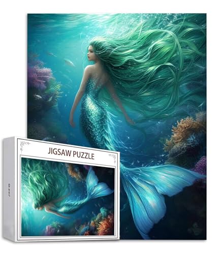 Meerjungfrau Puzzle 3000 Teile Landschaft Puzzle Erwachsene, Holzpuzzle Erwachsene, DIY Groß Puzzelmatten, Premium Quality Klassische Wooden Jigsaw, Holzpuzzle ab 14 Jahren für Jungen, Geschenke S-807 von Saweefog