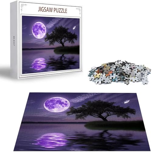 Mond Puzzle 500 Teile Baum Puzzle Erwachsene, Holzpuzzle Erwachsene, DIY Groß Puzzelmatten, Premium Quality Klassische Wooden Jigsaw, Holzpuzzle ab 14 Jahren für Jungen, Geschenke Mädche S-489 von Saweefog